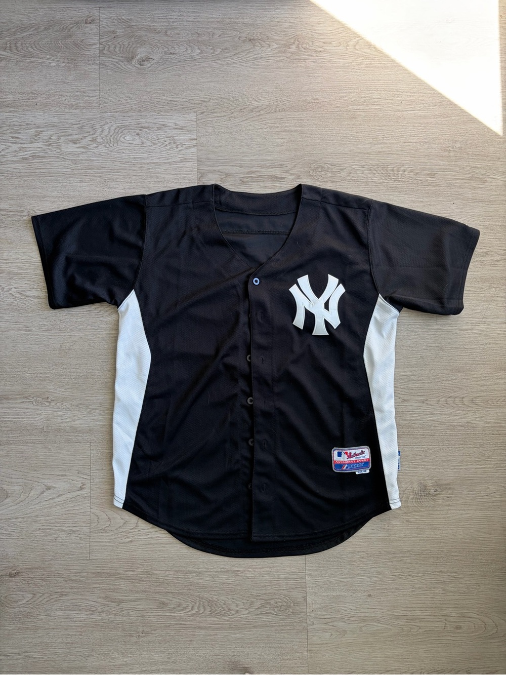 Majestic Black and White New York Yankees Button-Front Jersey